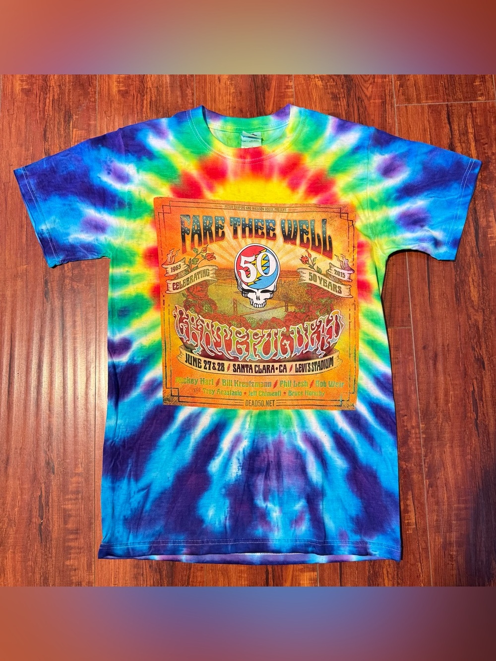 Grateful Dead Fare Thee Well Tour Santa Clara Tie Dye T-Shirt Sz Sm Men Read Blw